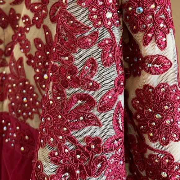 Women’s Formal Dress Plus Size 16W, 18W, 20W CITY STUDIO Sheer Red Fit & Flare - Picture 14 of 16